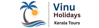 Logo Vinu Holidays; Palm, sun, and backwaters